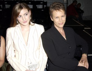 Jamie Lee Curtis and daugher during Mercedes-Benz Shows LA - Richard Tyler - Front Row and Backstage at The Standard Downtown LA in Los Angeles, California, United States. (Photo by J. Vespa/WireImage)