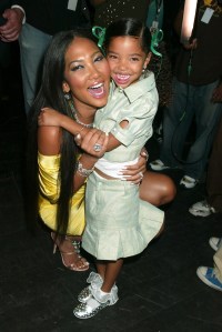 Kimora Lee Simmons and daughter Ming Lee Simmons during Olympus Fashion Week Spring 2006 - Baby Phat - Backstage, Inside Arrivals and Front Row at Radio City Music Hall in New York City, New York, United States. (Photo by Gregory Pace/FilmMagic)