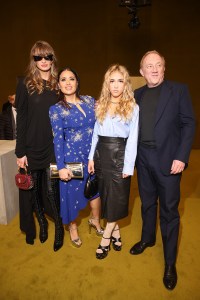 MILAN, ITALY - FEBRUARY 24: Mathilde Pinault, Salma Hayek, Valentina Paloma Pinault and Francois Pinault are seen at the Gucci show during Milan Fashion Week Fall/Winter 2023/24 on February 24, 2023 in Milan, Italy. (Photo by Daniele Venturelli/Getty Images for Gucci)