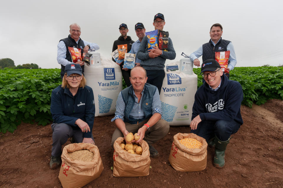 Yara, PepsiCo and a farmer in a potato field in the UK, one of the five countries that are part of the long-term partnership.