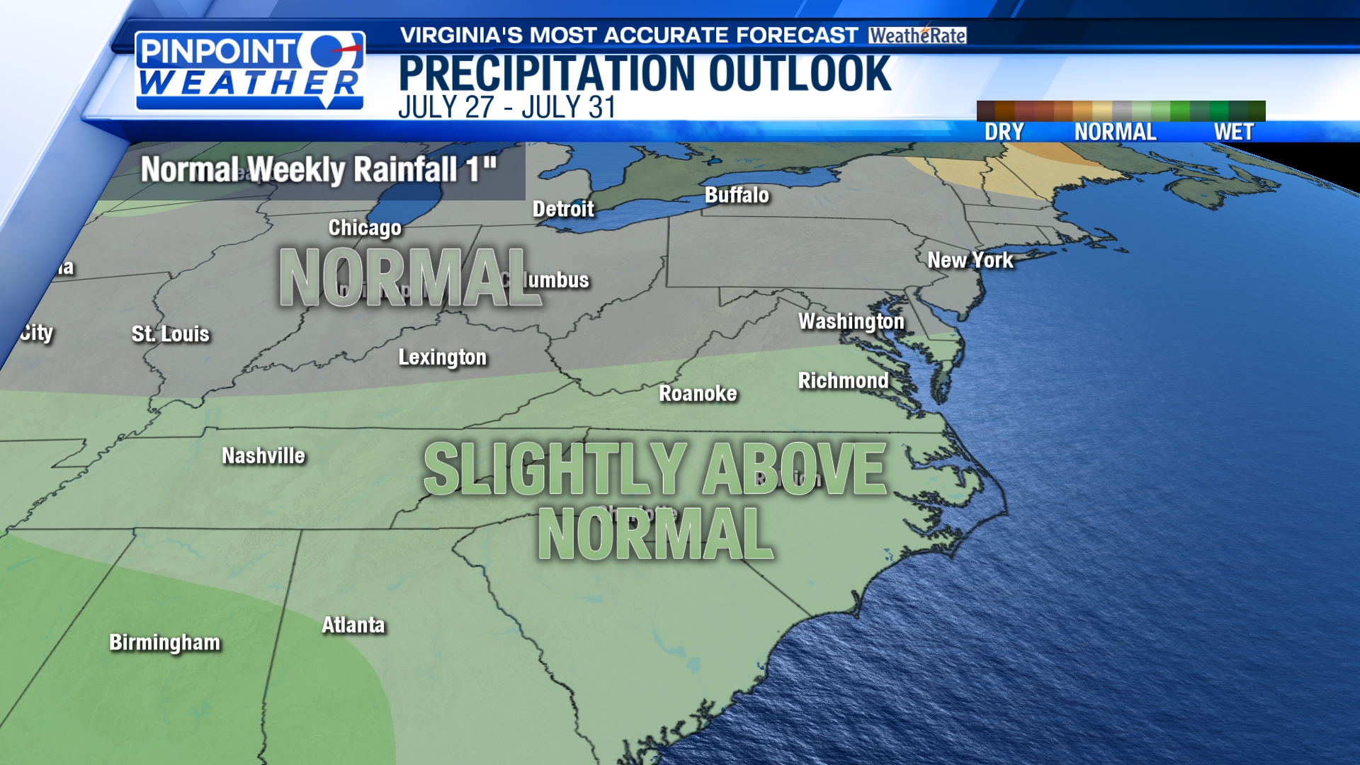 Pinpoint Weather: Warm with daily showers and storms