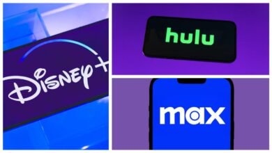 logos on phone for disney plus, hulu and max streaming services